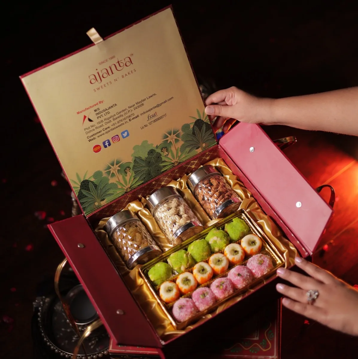 Ajanta Holi hamper basket with branded packaging