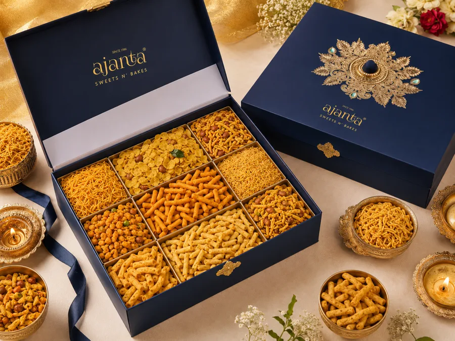 Ajanta namkeen and mithai combo gift boxes