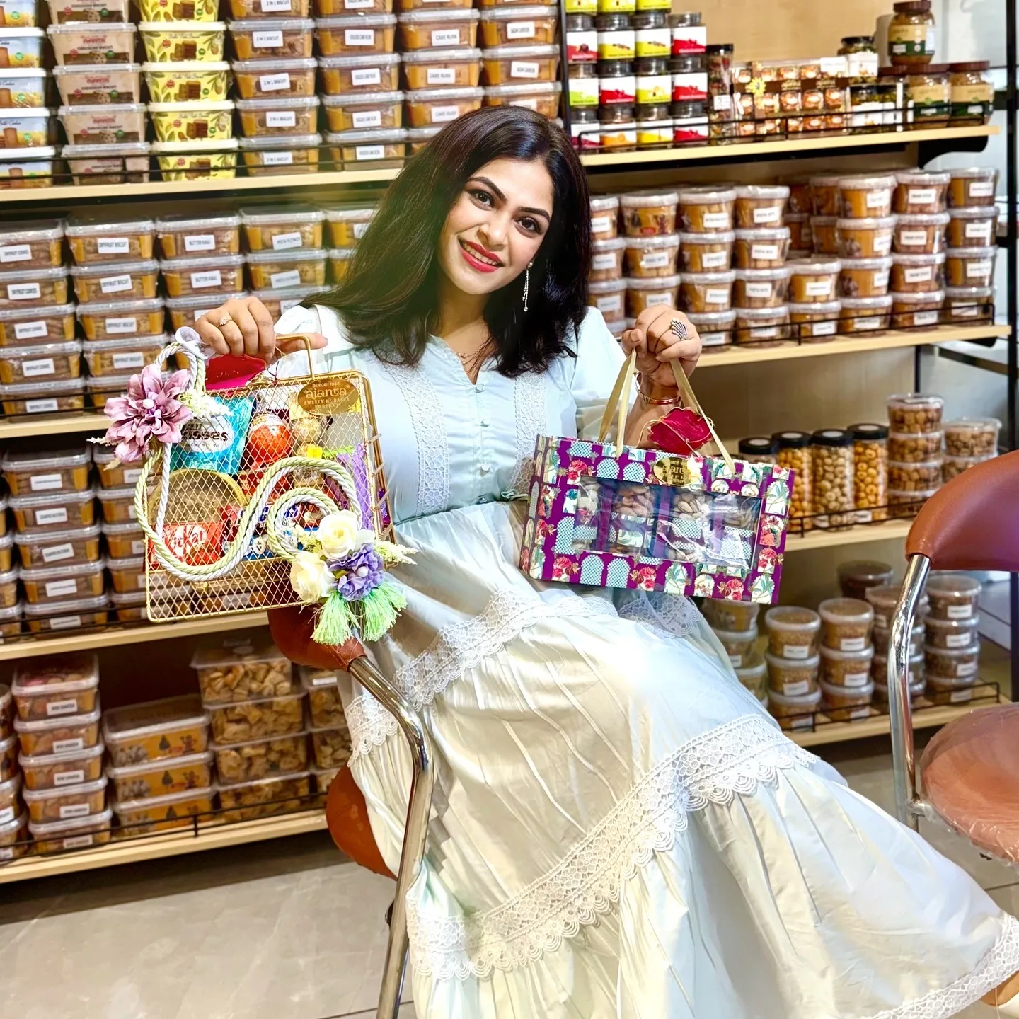Customer enjoying mithai moment